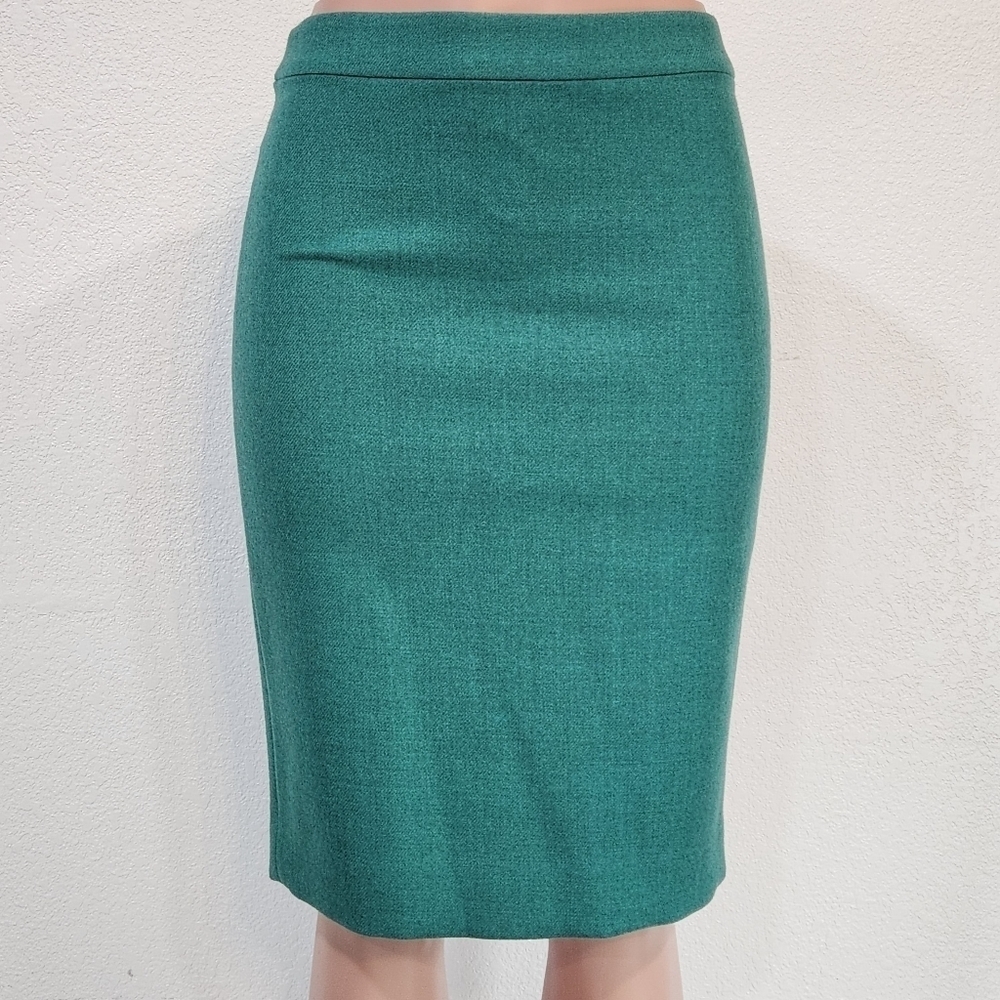 J. Crew 100% Wool No. 2 Pencil Skirt Business Casual Green Size 2